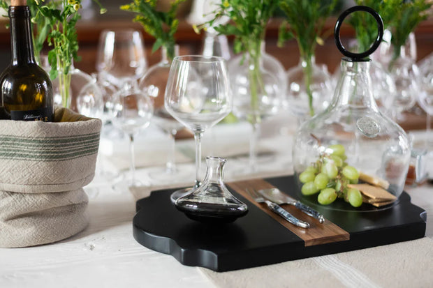 etúHOME Trefoil Wood Cheese Board Charger, Black