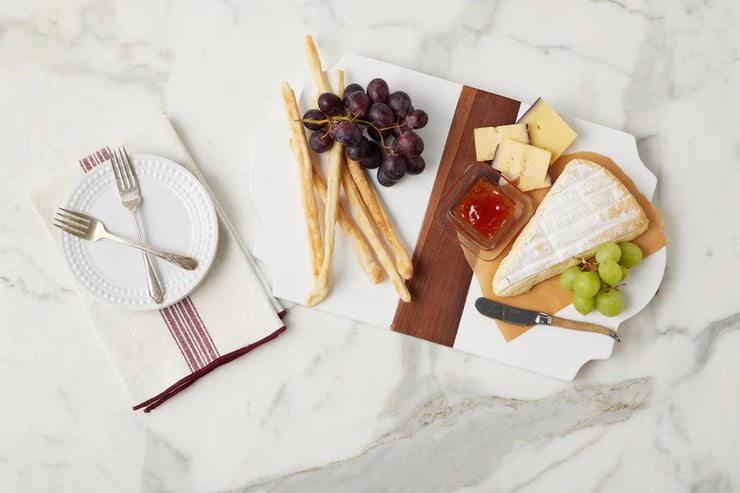 etúHOME Trefoil Wood Cheese Board Charger, White