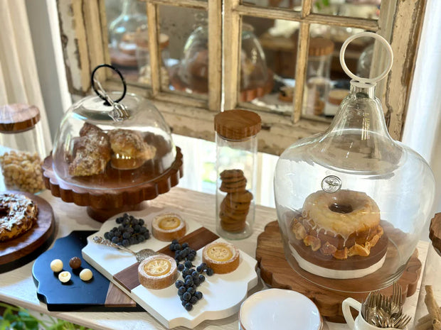 etúHOME Scalloped Trivet Riser, Large Round Natural