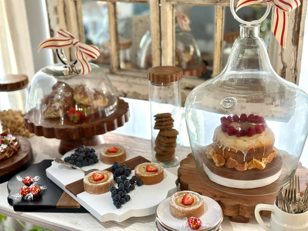 etúHOME Scalloped Trivet Riser, Large Round Natural