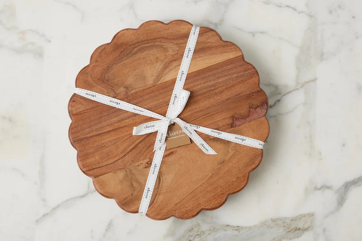 etúHOME Scalloped Trivet Riser, Large Round Natural