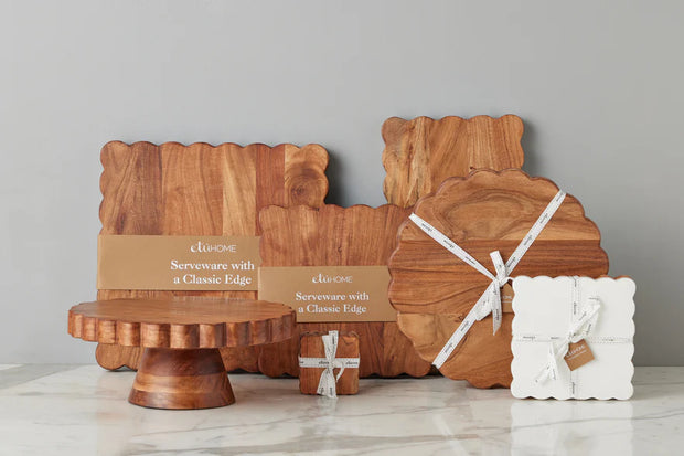 etúHOME Scalloped Trivet Riser, Large Round Natural