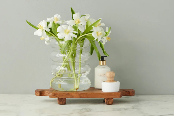 etúHOME Normandy Wood Riser Footed Tray, Medium