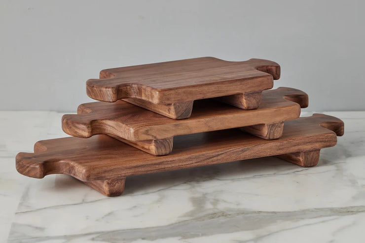 etúHOME Normandy Wood Riser Footed Tray, Large