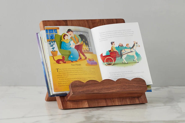 etúHOME Scalloped Wood Book Stand, Natural