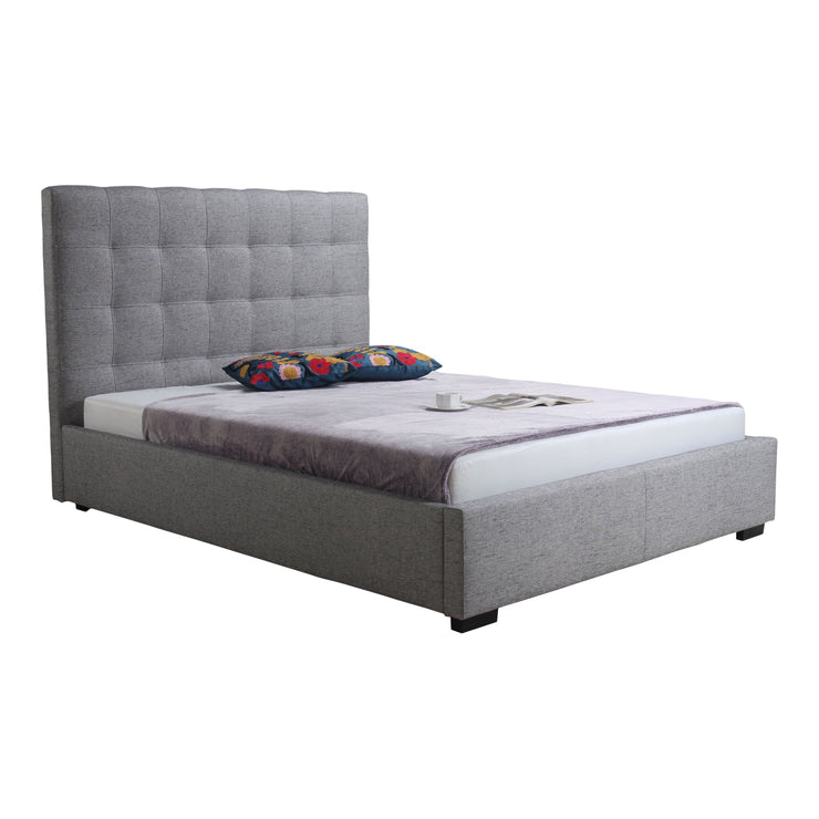Moe's Home Collection Belle Grey Tufted Upholstered Queen Size Bed with Storage