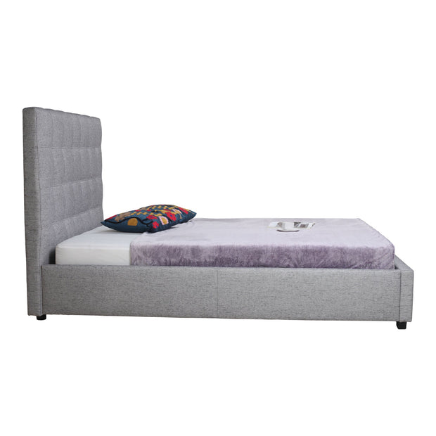 Moe's Home Collection Belle Grey Tufted Upholstered Queen Size Bed with Storage