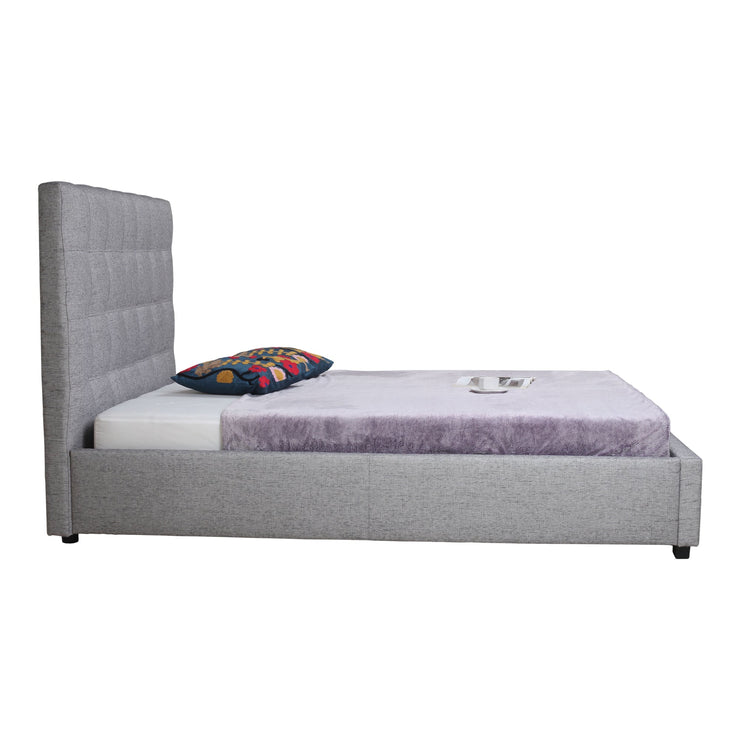 Moe's Home Collection Belle Grey Tufted Upholstered Queen Size Bed with Storage