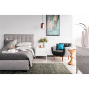 Moe's Home Collection Belle Grey Tufted Upholstered Queen Size Bed with Storage