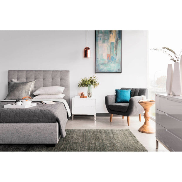 Moe's Home Collection Belle Grey Tufted Upholstered Queen Size Bed with Storage