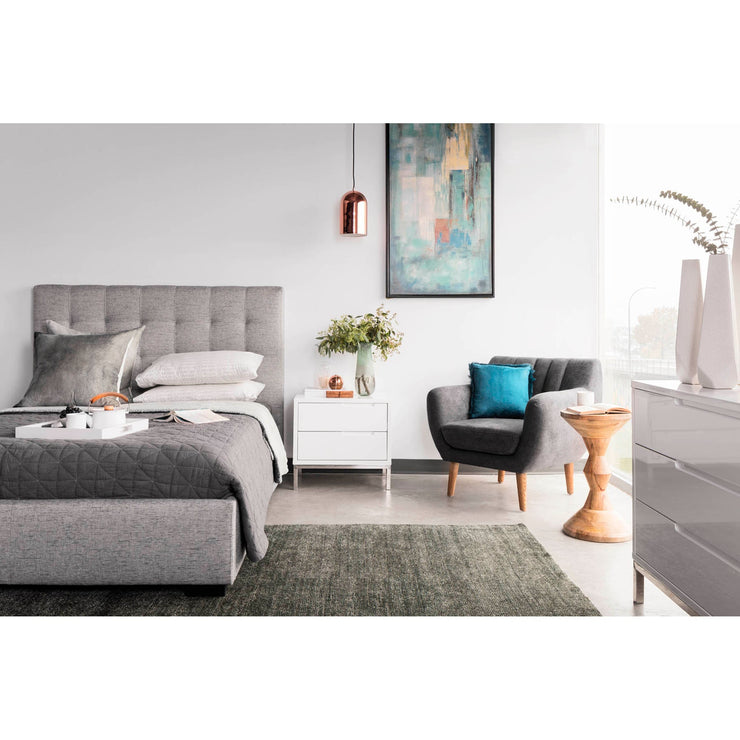 Moe's Home Collection Belle Grey Tufted Upholstered Queen Size Bed with Storage