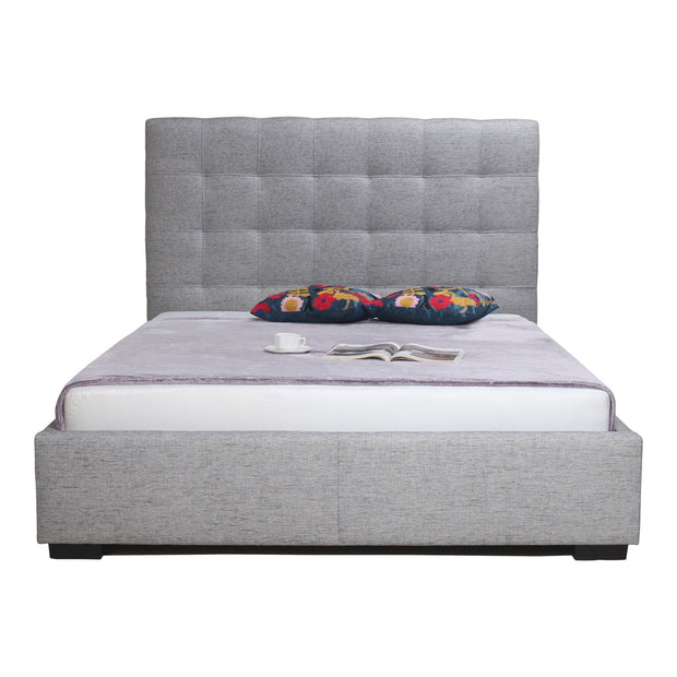Moe's Home Collection Belle Grey Tufted Upholstered Queen Size Bed with Storage