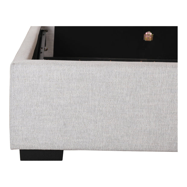 Moe's Home Collection Belle Cream Tufted Upholstered King Size Bed with Storage