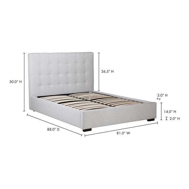 Moe's Home Collection Belle Cream Tufted Upholstered King Size Bed with Storage