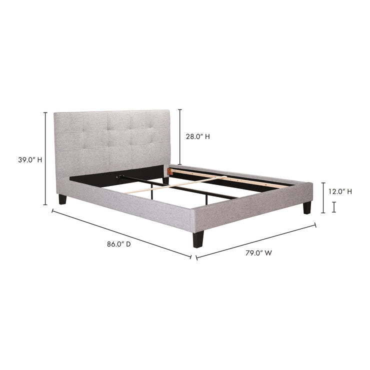 Moe's Home Collection Eliza Grey Tufted Upholstered King Size Bed
