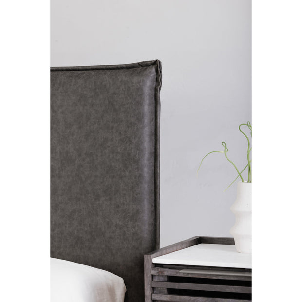 Moe's Home Collection Luzon Slate Vegan Leather Upholstered Queen Size Bed