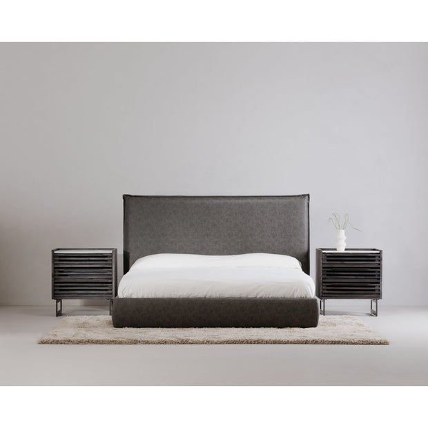 Moe's Home Collection Luzon Slate Vegan Leather Upholstered Queen Size Bed