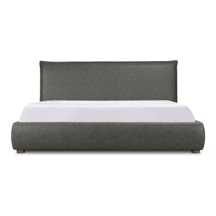 Moe's Home Collection Luzon Slate Vegan Leather Upholstered Queen Size Bed
