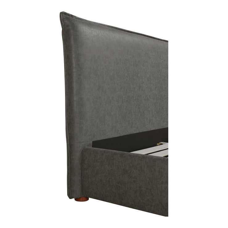 Moe's Home Collection Luzon Slate Vegan Leather Upholstered Queen Size Bed