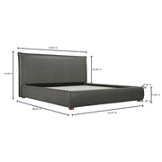 Moe's Home Collection Luzon Slate Vegan Leather Upholstered Queen Size Bed