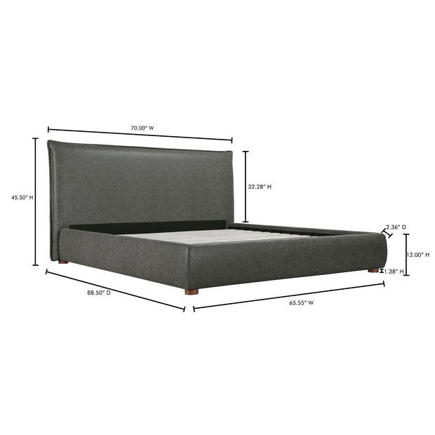 Moe's Home Collection Luzon Slate Vegan Leather Upholstered Queen Size Bed