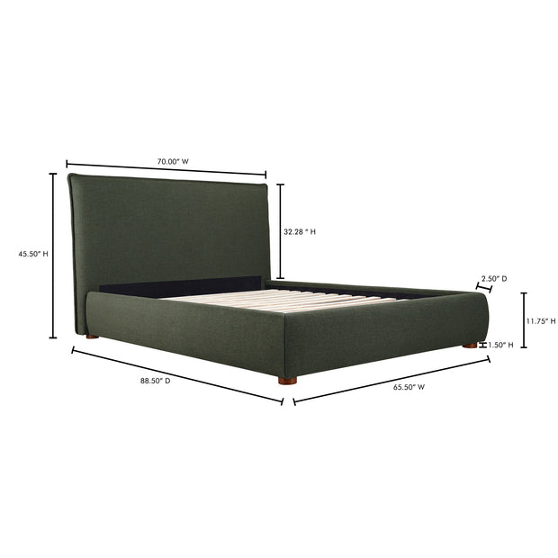 Moe's Home Collection Luzon Green Upholstered Queen Size Bed
