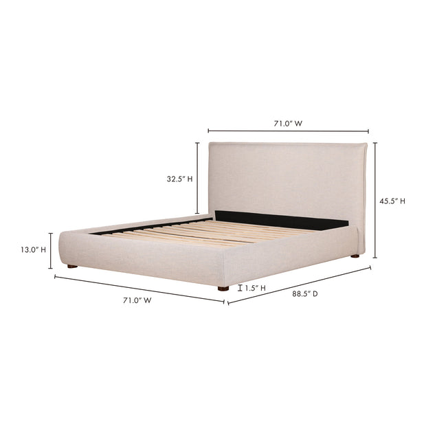 Moe's Home Collections Luzon Grey Upholstered Queen Size Bed