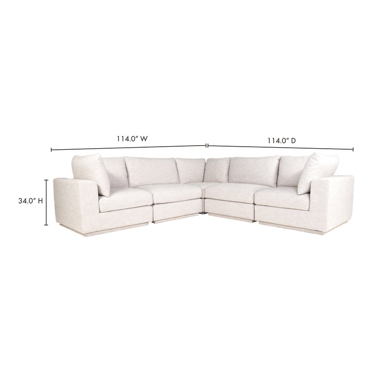 Moe's Home Collection Justin Taupe Classic L-Shaped Modular Sectional