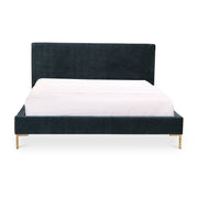 Moe's Home Collection Astrid Blue Velvet Upholstered King Size Bed