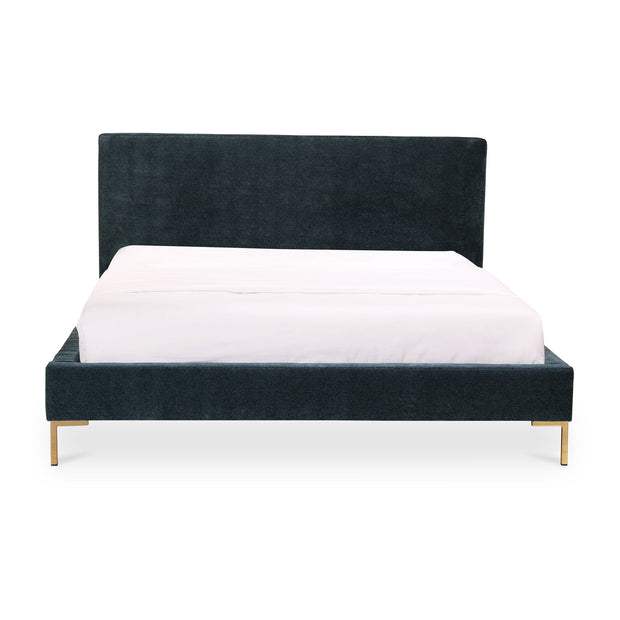 Moe's Home Collection Astrid Blue Velvet Upholstered King Size Bed
