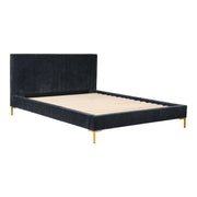 Moe's Home Collection Astrid Blue Velvet Upholstered King Size Bed