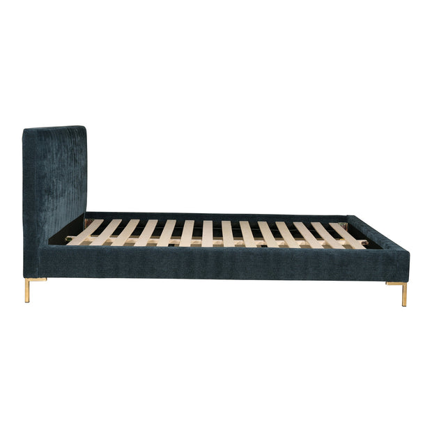 Moe's Home Collection Astrid Blue Velvet Upholstered King Size Bed