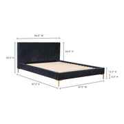 Moe's Home Collection Astrid Blue Velvet Upholstered King Size Bed