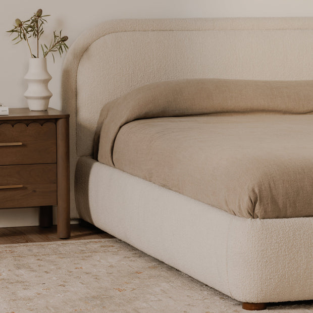 Moe's Home Collection Colin Oatmeal Velvet Upholstered Queen Size Bed
