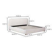 Moe's Home Collection Colin Oatmeal Velvet Upholstered Queen Size Bed