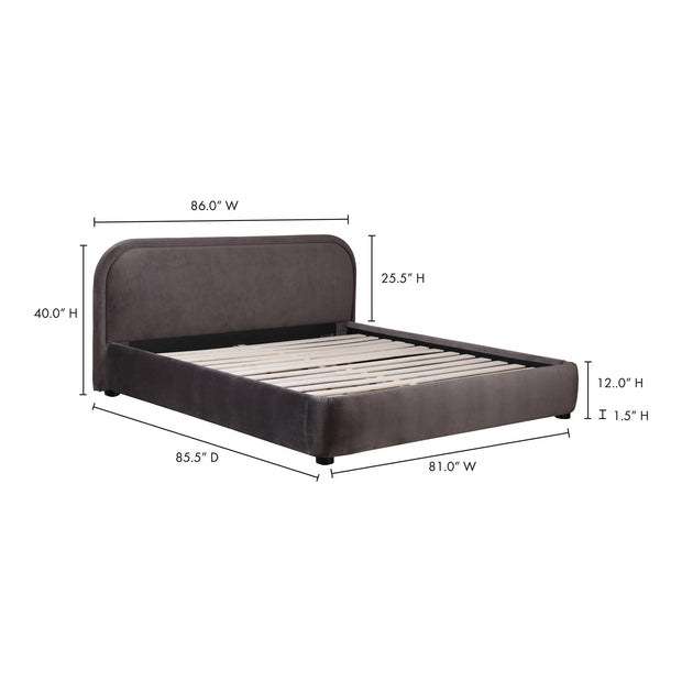 Moe's Home Collection Colin Dark Grey Boucle Upholstered King Size Bed