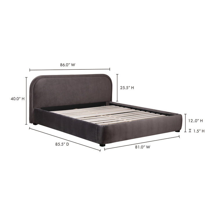Moe's Home Collection Colin Dark Grey Boucle Upholstered King Size Bed