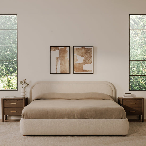 Moe's Home Collection Colin Oatmeal Velvet Upholstered King Size Bed