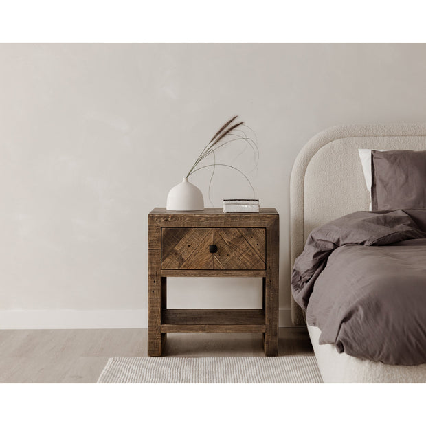 Moe's Home Collection Colin Oatmeal Velvet Upholstered King Size Bed