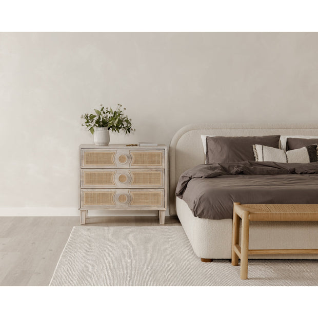 Moe's Home Collection Colin Oatmeal Velvet Upholstered King Size Bed
