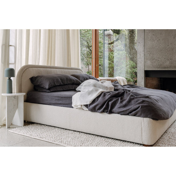 Moe's Home Collection Colin Oatmeal Velvet Upholstered King Size Bed