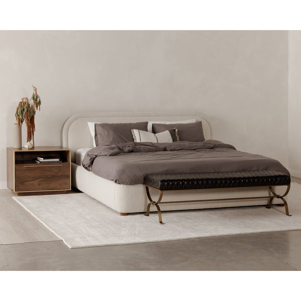 Moe's Home Collection Colin Oatmeal Velvet Upholstered King Size Bed