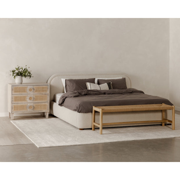 Moe's Home Collection Colin Oatmeal Velvet Upholstered King Size Bed