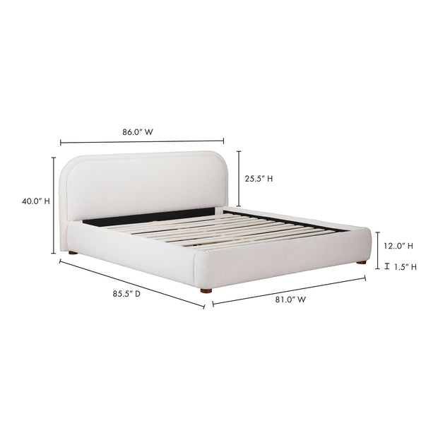 Moe's Home Collection Colin Oatmeal Velvet Upholstered King Size Bed
