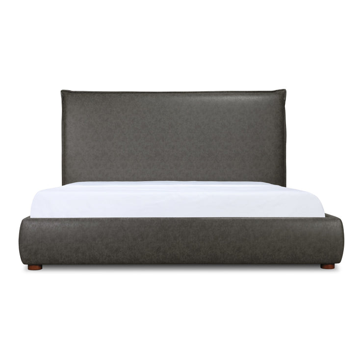 Moe's Home Collection Luzon Slate Vegan Leather Upholstered Queen Size Bed With Tall Headboard
