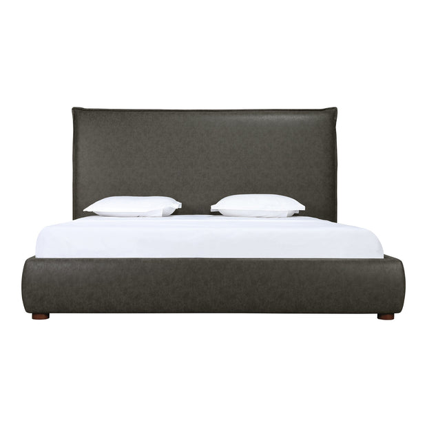 Moe's Home Collection Luzon Slate Vegan Leather Upholstered Queen Size Bed With Tall Headboard