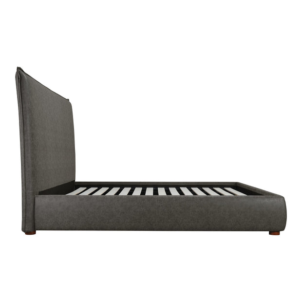 Moe's Home Collection Luzon Slate Vegan Leather Upholstered Queen Size Bed With Tall Headboard