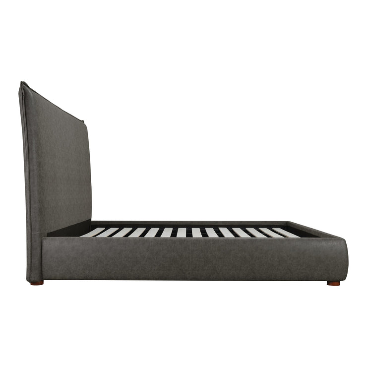 Moe's Home Collection Luzon Slate Vegan Leather Upholstered Queen Size Bed With Tall Headboard