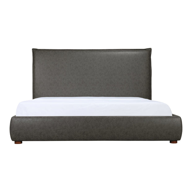 Moe's Home Collection Luzon Slate Vegan Leather Upholstered Queen Size Bed With Tall Headboard