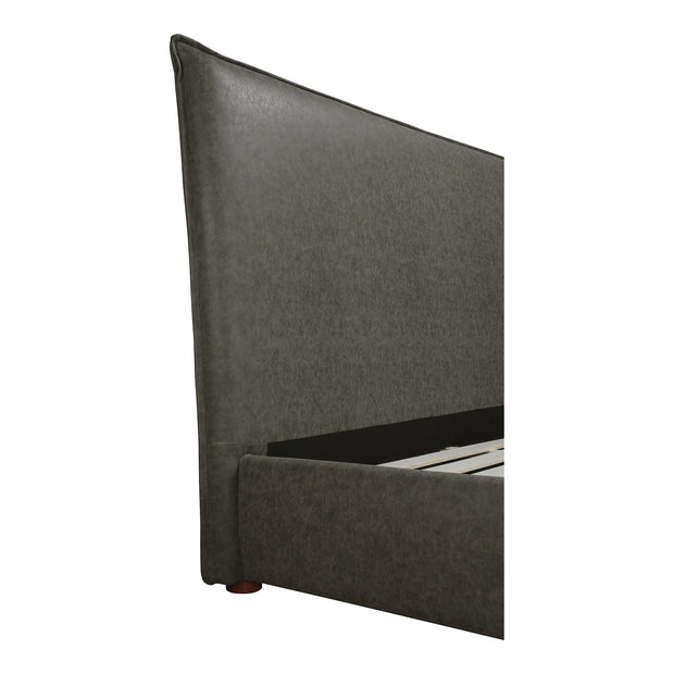 Moe's Home Collection Luzon Slate Vegan Leather Upholstered Queen Size Bed With Tall Headboard